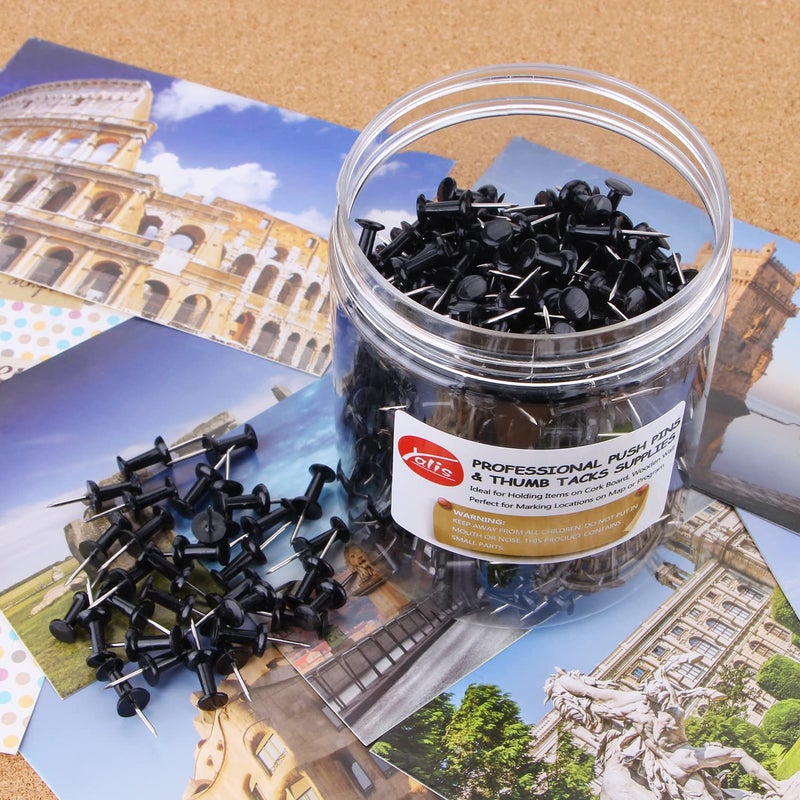 ياليس دبابيس دفع سوداء من ياليس، عدد 600، مسامير إبهام داكنة قياسية للوحة إعلانات كورك بورد - Image 4